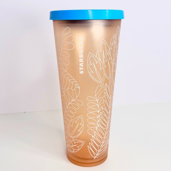Starbucks Summer 2017 24oz Venti Tumbler Travel Cold Cup Coral Rainforest - Picture 1 of 2